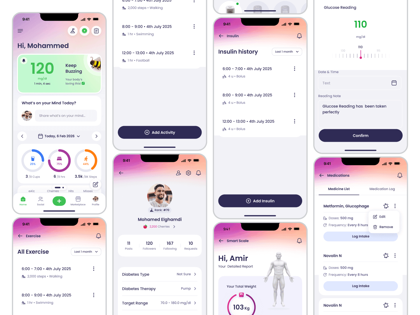 Karaz Health patient mobile app, design system across screens