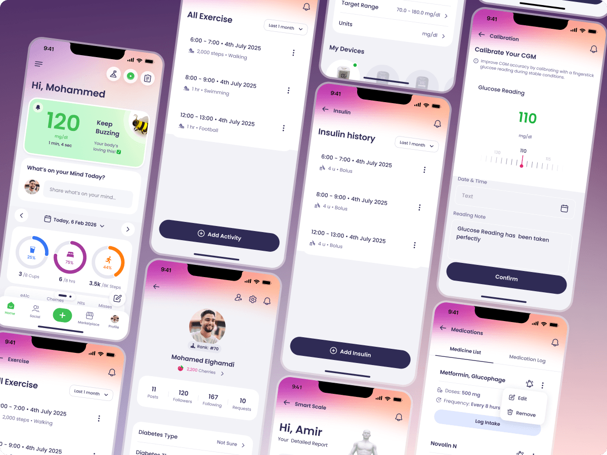 Karaz Health patient mobile app design system, screens composed from one shared component set